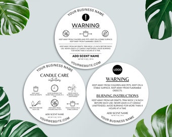 Editable Candle Warning Card, Printable Candle Care Instructions Card, Small Business Packaging, Canva Template, DIY Candle Safety Label