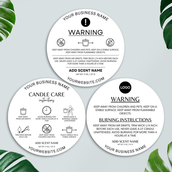 Editable Candle Warning Card, Printable Candle Care Instructions Card, Small Business Packaging, Canva Template, DIY Candle Safety Label