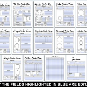 Fillable Order Forms Bundle, Tshirt, Tumbler, Editable Invoice Template, Printable Small Business Forms, Custom Order Form, Craft Order Form