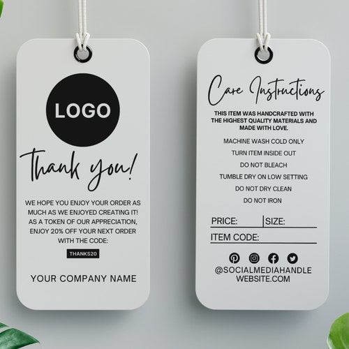 Editable Hang Tag Template Price Tag Template Washing - Etsy