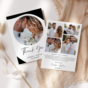 Editable Wedding Thank You Card, Modern Minimalist Wedding Photo Thank ...