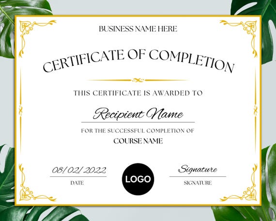 Editable Certificate Of Completion, Canva Template, Printable Course Completion Certificate, Beauty Award, DIY Artist Training Certificate