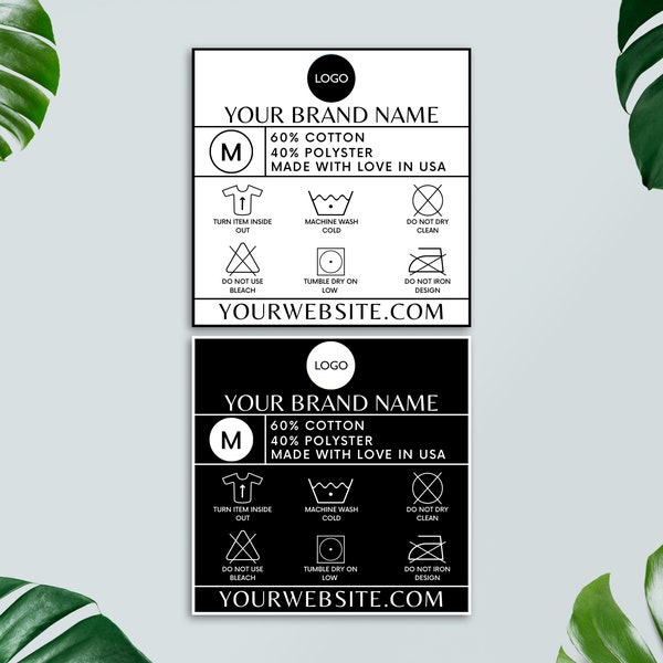 Editable Clothing Tag Template, T-shirt Neck Label Tag, DIY Garment Care Tag, Custom Clothing Tags, Washing Instructions, Canva Template