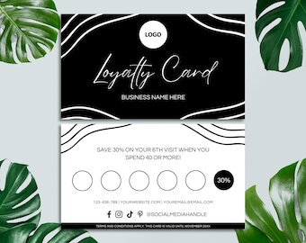 Tarjeta de fidelidad editable, plantilla de Canva, diseño moderno de tarjeta de recompensas para hacer tú mismo, pequeña empresa, tarjeta de fidelidad imprimible, descarga instantánea