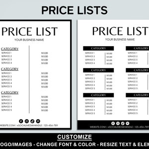 Editable Small Business Sign Bundle, Price List, Printable Scan to Pay ...