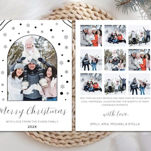 Fotokarte für die Familie, Bogen Urlaub Fotokarte, modern, minimalistisch, druckbare Fotokarte, Canva Vorlage, Sofort-Download