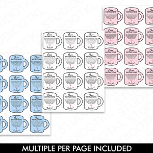 Cup Care Card Bundle, Printable Cup Care Instructions, Skinny Tumbler ...