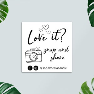 Bewerkbare Snap and Share-kaartsjabloon, insteekkaarten voor kleine bedrijven, DIY Social Media-sticker, afdrukbare bedankkaart