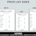 Price List Template, Editable Pricing Sheet, Printable Price Guide ...