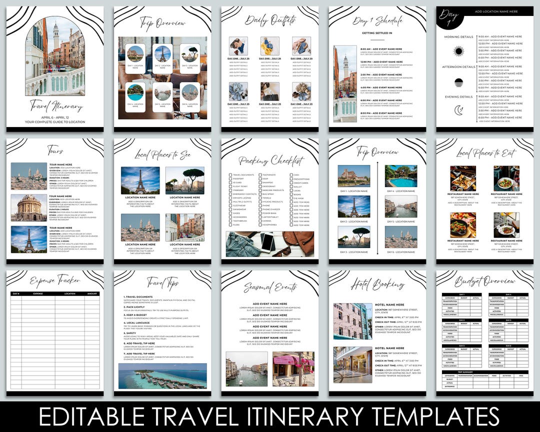 Editable Travel Itinerary, Canva Template, Expense Tracker, Printable ...