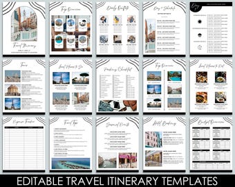 Editable Travel Itinerary, Canva Template, Expense Tracker, Printable Travel Guide, Modern Trip Itinerary Planner, Digital Download