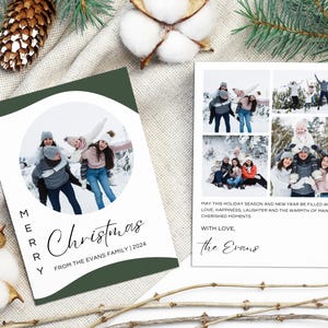Weihnachtsfoto Karte Vorlage, moderne minimalistische Urlaub Fotokarte, druckbare Familienfoto Weihnachtskarte, Canva Vorlage, Sofort Download