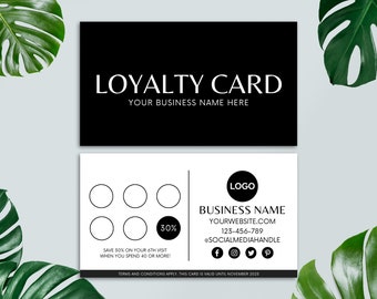 Editable Loyalty Card Template, Printable Loyalty Card, DIY Customer Loyalty Cards, Editable Rewards Card, Canva Template