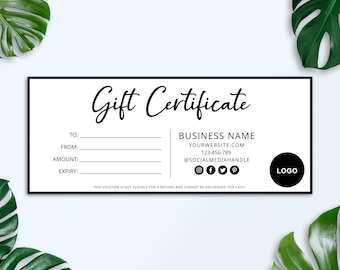 Editable Gift Certificate Template, Printable Gift Voucher, Editable Gift Card, DIY Gift Voucher, Modern Gift Certificate