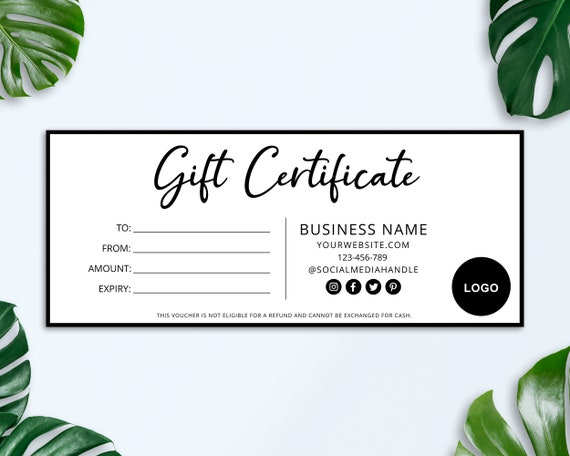 Editable Gift Certificate Template, Printable Gift Voucher, Editable Gift Card, DIY Gift Voucher, Modern Gift Certificate