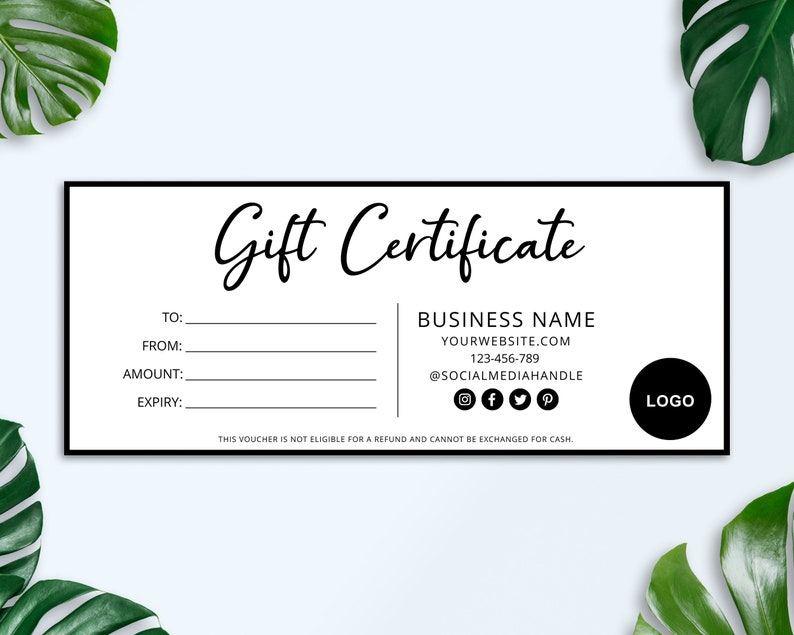 Editable Gift Certificate Template, Printable Gift Voucher, Editable Gift Card, DIY Gift Voucher, Modern Gift Certificate