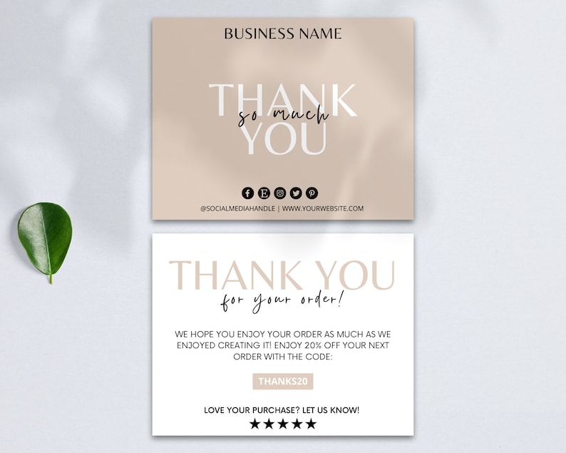 Business Thank You Card Editable, Printable Thanks for Your Purchase ...