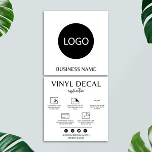 Editable Vinyl Decal Application Card, Care Card, Canva Template, Printable Vinyl Instructions Card, Packaging Insert