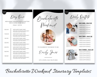 Mobile Bachelorette Weekend Itinerary Template, Editable Canva Template, Digital Invitation, DIY Weekend Timeline, Instant Download