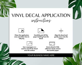 Vinyl Decal Application Card, Editable Canva Template, Care Instructions Card, Printable Thank You Card, Packaging Insert, Instant Download