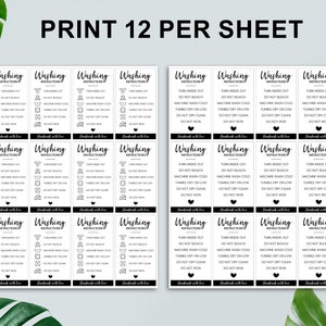 Printable Washing Instructions Card, Clothing Care Card, Shirt Packaging Insert, PDF, PNG, Small Business Supplies, Ready To Print image 2