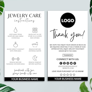 Jewelry Care Card Template, Printable Jewellery Care Instructions, Editable  Jewelry Care Inserts, Earring Care Cards, Bracelet Care Canva 