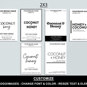 Editable Candle Label Bundle, Modern Candle Label Designs, Custom Candle Labels, DIY Candle Sticker, Small Business, Canva Template