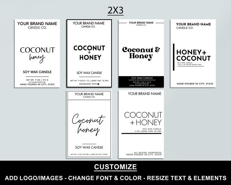 Editable Candle Label Bundle, Modern Candle Label Designs, Custom Candle Labels, DIY Candle Sticker, Small Business, Canva Template