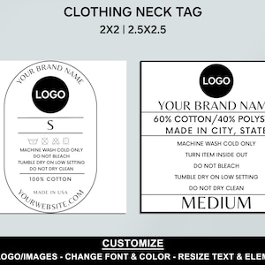 Editable Clothing Tag Bundle, T-shirt Neck Label Tag, DIY Garment Care ...