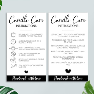 Scheda stampabile con istruzioni per la cura delle candele, Guida per la cura delle candele, PDF, PNG, Forniture per piccole imprese, Pronto per la stampa, Download istantaneo