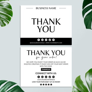Bearbeitbare Dankeskartenvorlage, Small Business Paket-Einlegekarte, druckbare Dankeskarte für Ihre Kaufkarte, Canva-Vorlage