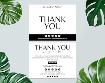 Editable Thank You Card Template, Small Business Package Insert Card, Printable Thanks For Your Purchase Card, Canva Template