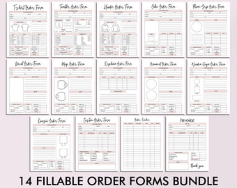 Fillable Order Forms Bundle, Printable Small Business Forms, Invoice Template, T-Shirt Order Form, Tumbler Order Form, Craft Order Form