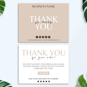 Business Thank You Card Editable, Printable Thanks For Your Purchase Card, Small Business Package Insert Card, Customizable Canva Template