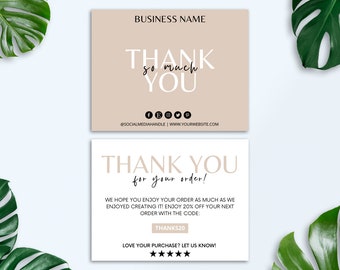 Business Thank You Card Editable, Printable Thanks For Your Purchase Card, Small Business Package Insert Card, Customizable Canva Template