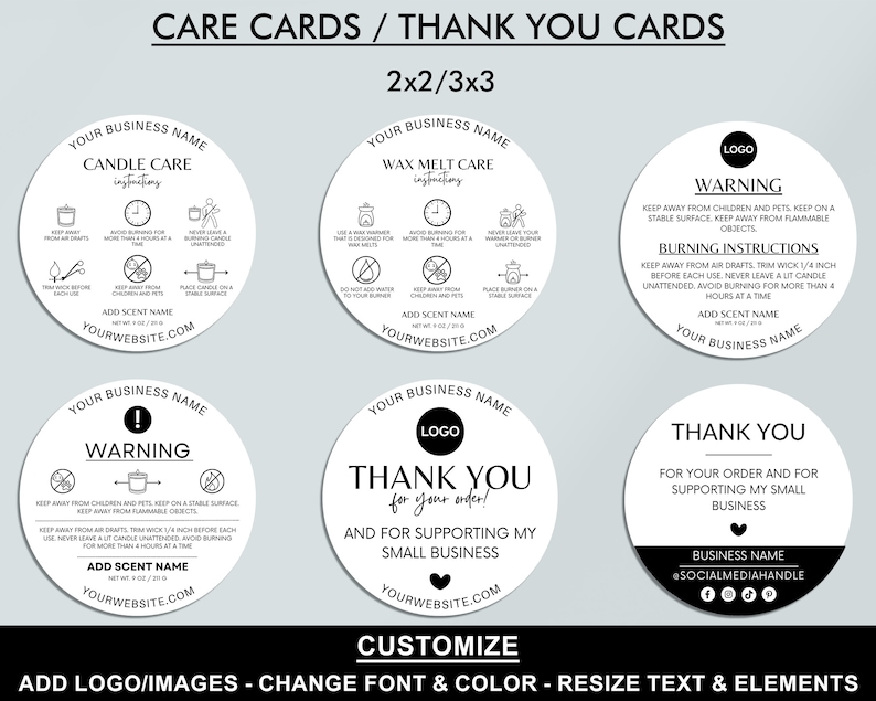 Editable Candle Business Bundle, Care Instructions, Thank You Card, Candle Label, Wax Melt, Canva Template, Invoice, Order Form, Price List image 5