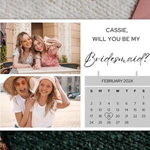 Cartão de proposta de madrinha editável, você será minha madrinha, cartão de madrinha para impressão, modelo de calendário Canva, download instantâneo