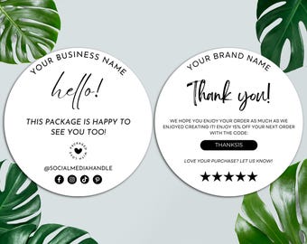 Danke-Aufkleber, bearbeitbare Canva-Vorlage, druckbare Danke-Karte, kleine Business-Verpackungsbeilagen, DIY-Produktverpackung