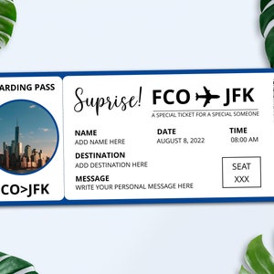 Editable Boarding Pass Template, Surprise Airline Gift, Invitation Gift, Vacation Ticket, DIY Boarding Ticket, Couple Gift