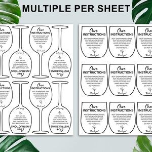 Wine Glass Care Instructions Card, Small Business, Printable Wine ...