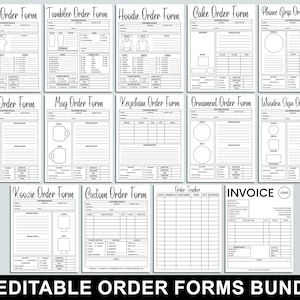 Editable Order Forms Bundle, Tshirt, Tumbler, Invoice Template, Editable Canva Template, Printable Small Business Forms, Custom Order Form