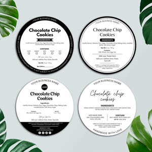 Pacote de rótulos editáveis para alimentos caseiros, rótulos para alimentos imprimíveis, rótulos de ingredientes, adesivos para padaria, modelos do Canva, embalagens para pequenas empresas