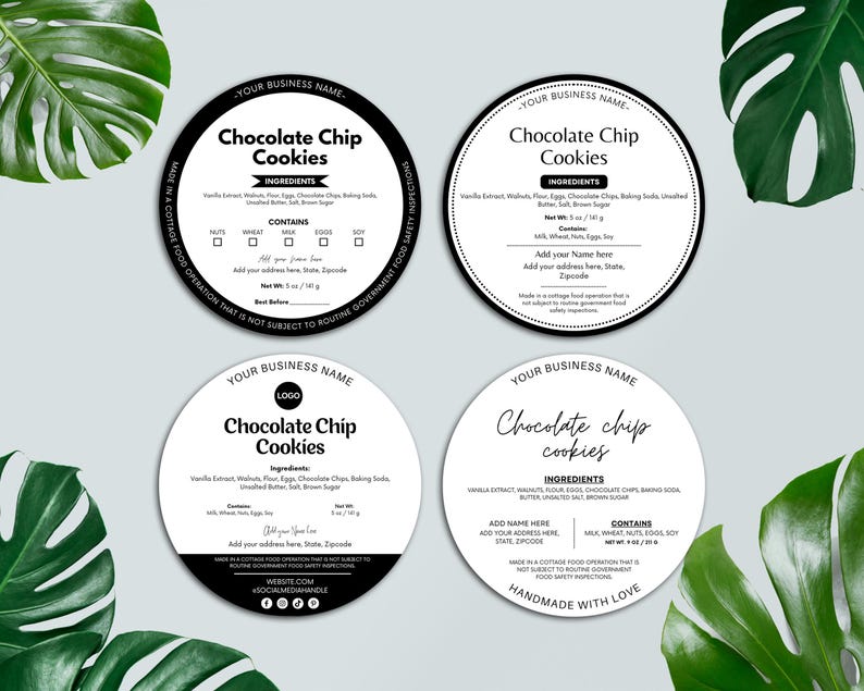 Editable Cottage Food Label Bundle, Printable Food Label, Ingredient ...