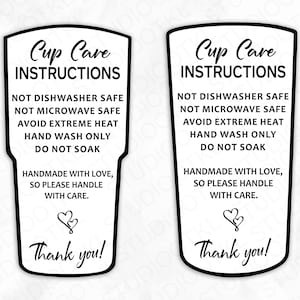 Libbey Glass Can Care Card, Printable Cup Care Instructions Card