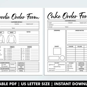 Fillable Order Forms Bundle, Tshirt, Tumbler, Editable Invoice Template, Printable Small Business Forms, Custom Order Form, Craft Order Form