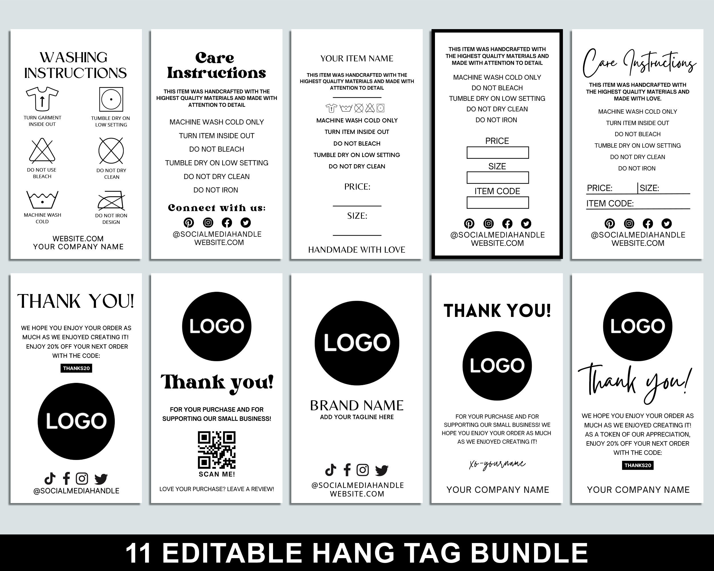 Printable Hang Tag Editable Clothing Tag Price Tag Hang Tag Design