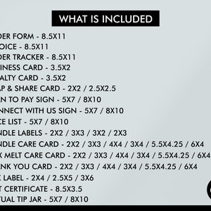 Editable Candle Business Bundle, Care Instructions, Thank You Card, Candle Label, Wax Melt, Canva Template, Invoice, Order Form, Price List image 2