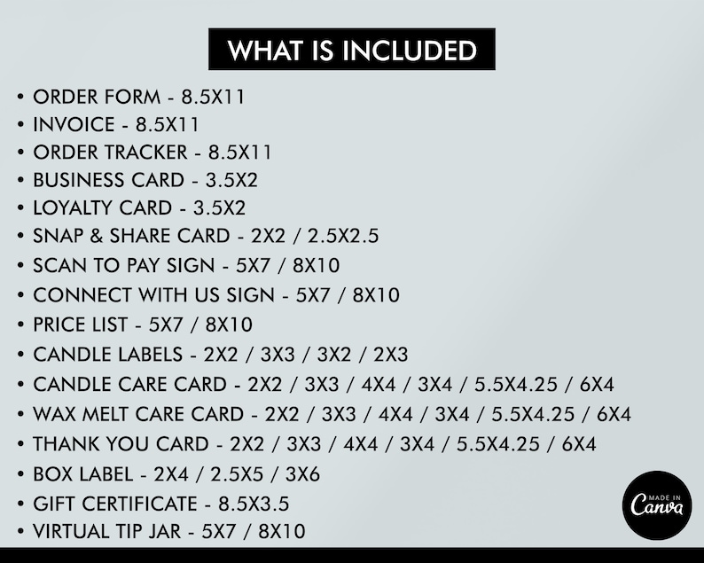 Editable Candle Business Bundle, Care Instructions, Thank You Card, Candle Label, Wax Melt, Canva Template, Invoice, Order Form, Price List image 2