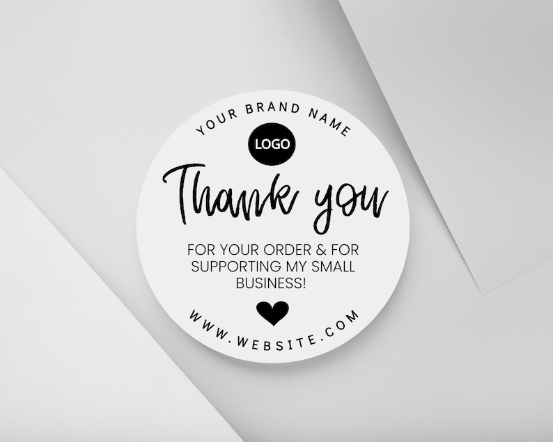EDITABLE Thank You Sticker Thank You Label Template Small Etsy