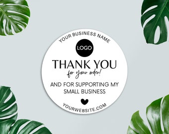 Editable Thank You Sticker, Thank You Label Template, Thank you for your order, Small Business Packaging, Canva Template
